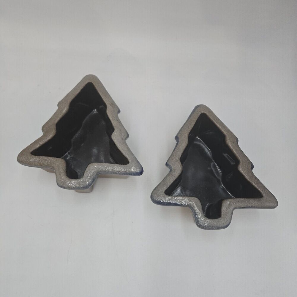 Vintage Rowe Pottery Works Set Of 2 Handmade Christmas Tree Baker’s Dishes